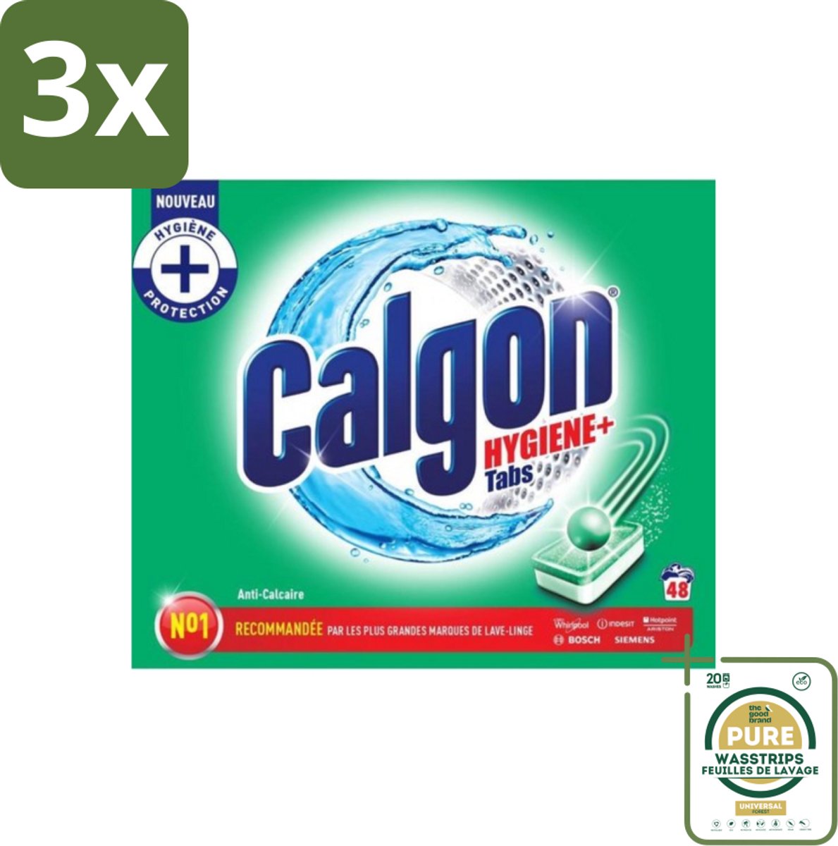 3 x Calgon - Wasmachinereiniger - Tegen Kalkaanslag - 48 Tabletten - Grootverpakking - Wasmachine Reinigen - Kalkafzetten - Wasmachine Beschermen - Wasmachine Onderhoud - Wasmachine Tabletten