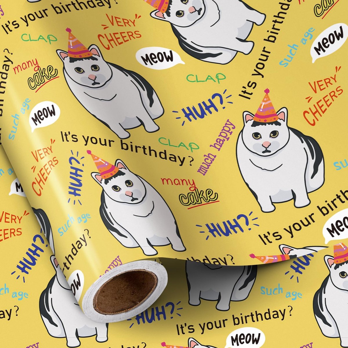 Elzusha - Vrolijk Cadeaupapier voor Verjaardagen met Kattenpatroon