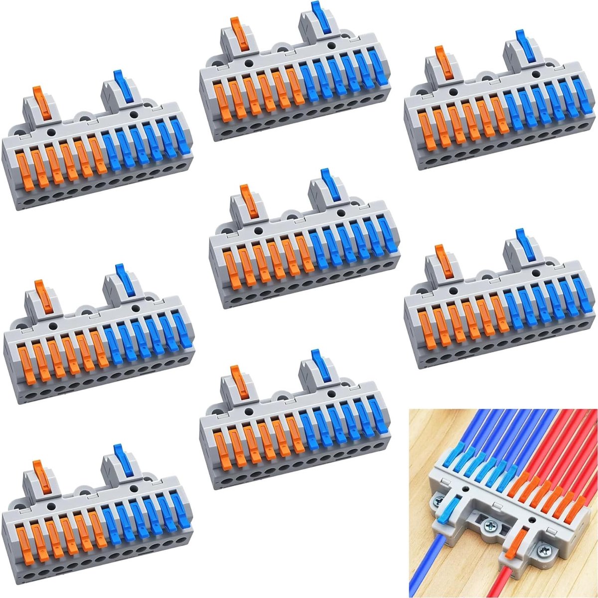 Elzusha - Set van 8 DIN-rail Klemmen voor Efficiënte Bedrading