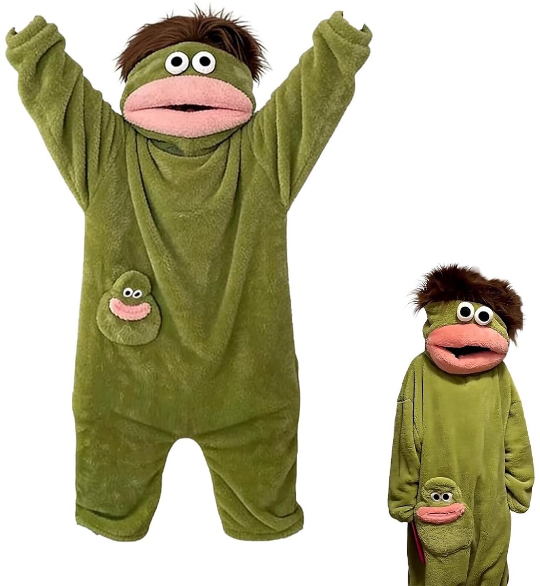 Elzusha - Funny Fleece Onesie met Kap en Grote Zak