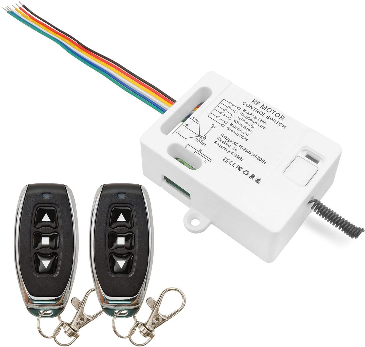 Elzusha- Rolluik Afstandsbediening Draadloos - 2 Zenders - AC 240V/230V - 3A Relaisontvanger - Compatibel met Handmatige Schakelaar - Energiebesparend
