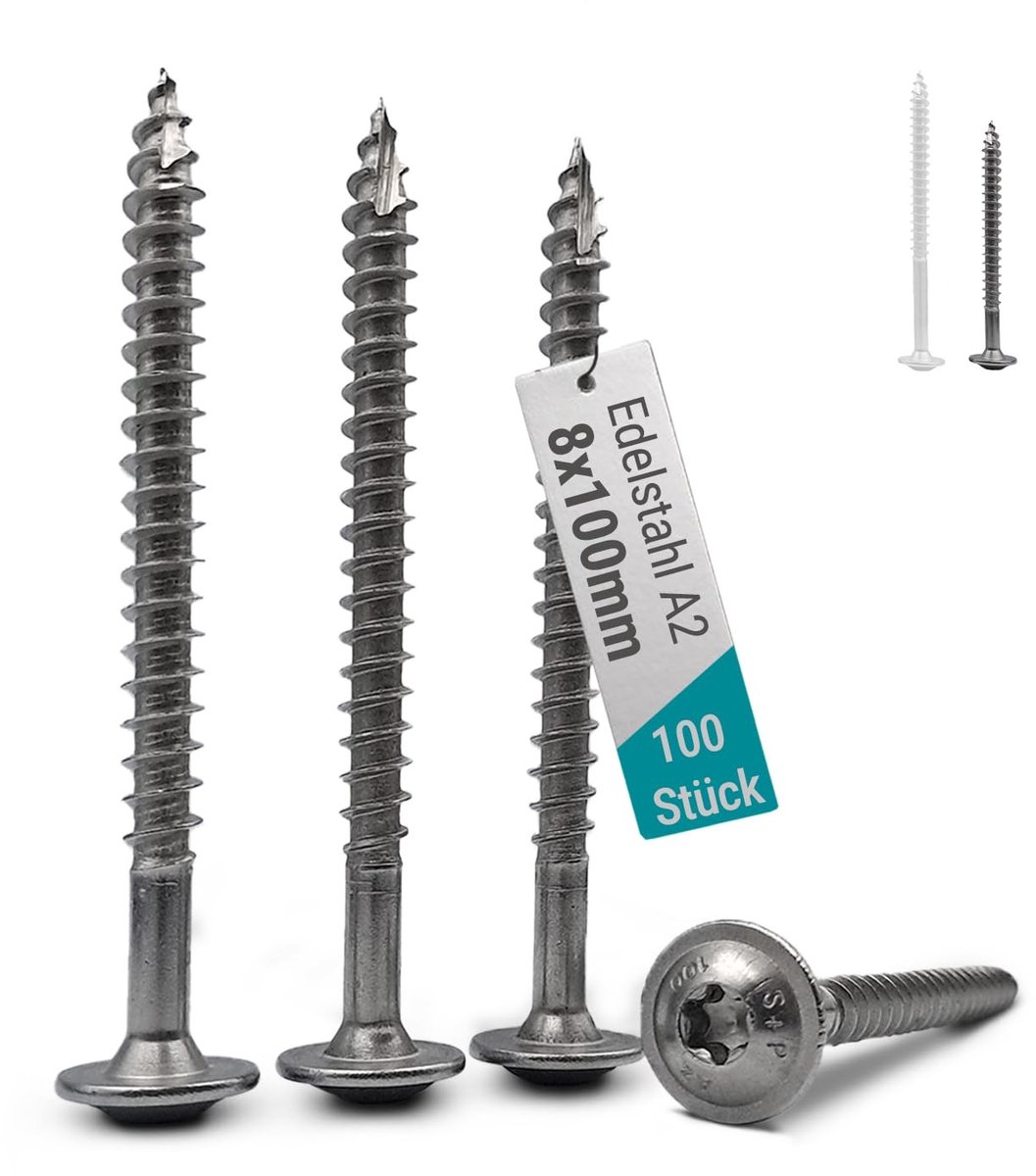 Elzusha - 100 Stuks Houtconstructieschroeven 8x100 mm met TX40 Kop