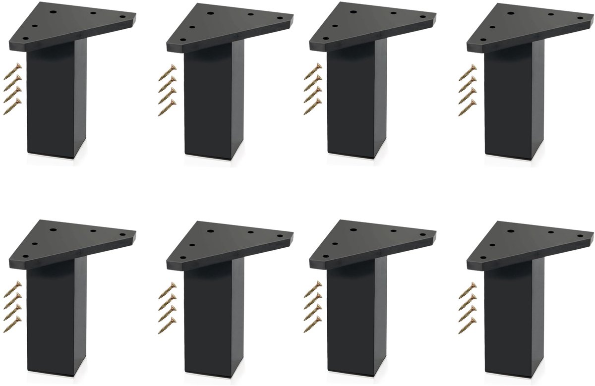 Elzusha - Set van 4 Zwarte Meubelpoten - ABS Houten Poten voor Tafels en Kasten