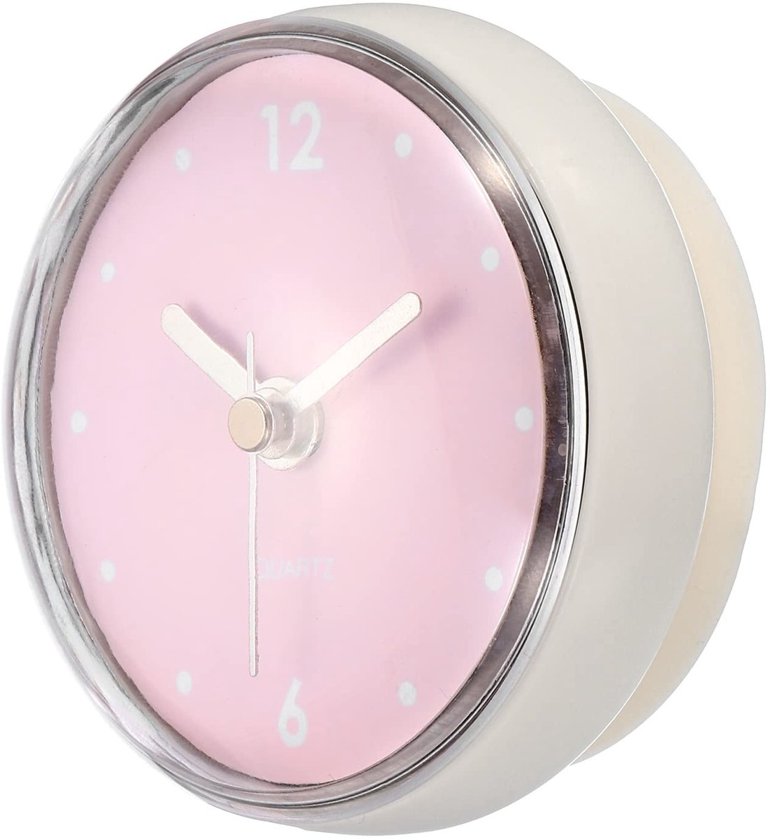 Elzusha - Waterdichte Badkamerklok - Stille Mini Wandklok met Zuignap voor Keuken en Badkamer - Roze