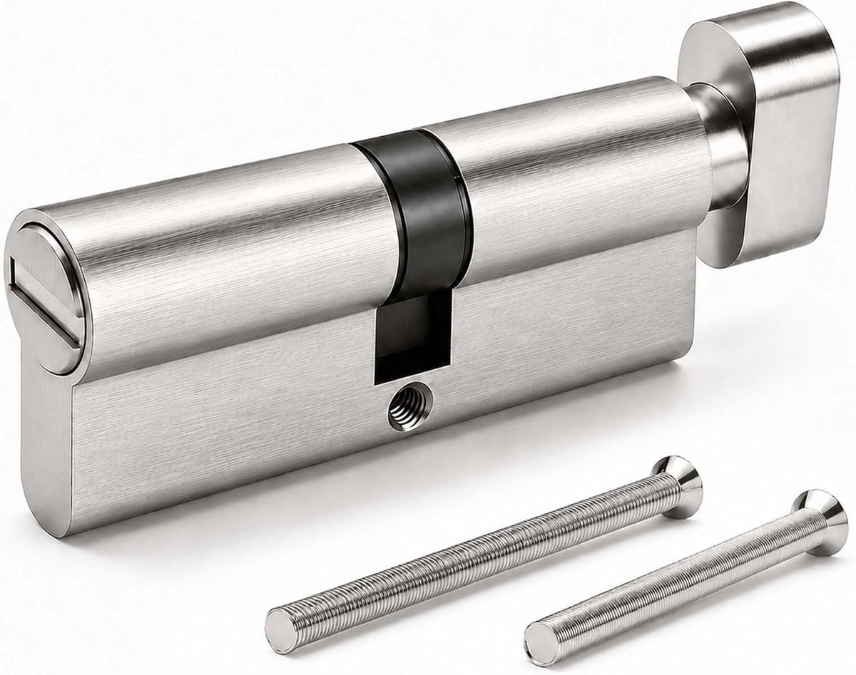 Rotary Knop Cilinder 40/40 mm, Toiletslot met Noodopening van Buiten voor Badkamerdeur