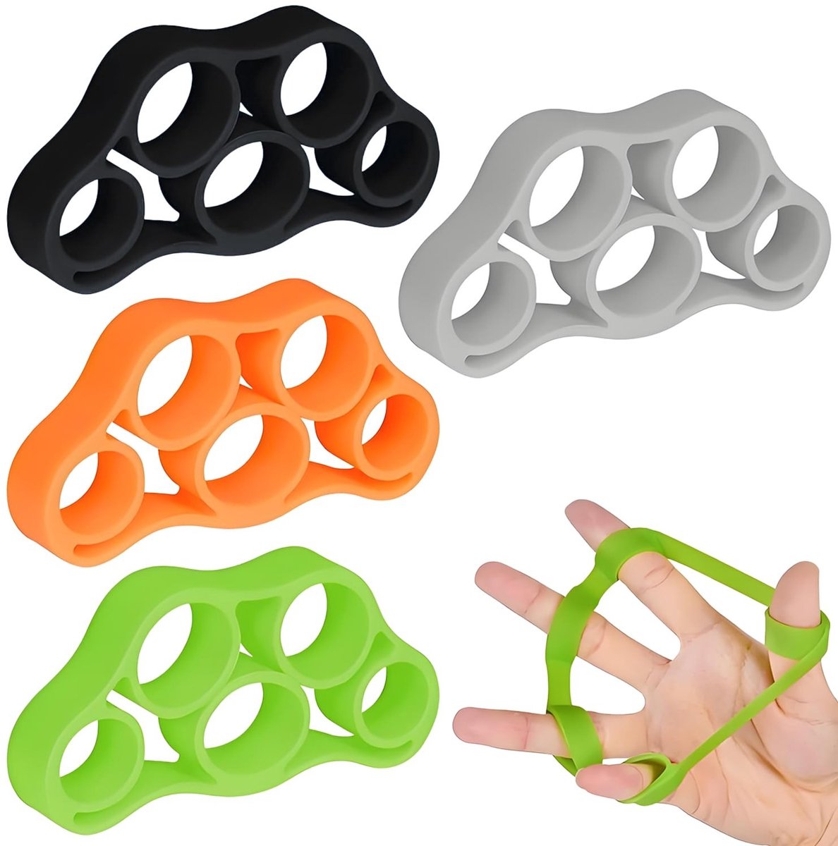 Elzusha - 4-Pack Silicone Vinger Trainers voor Gripversterking