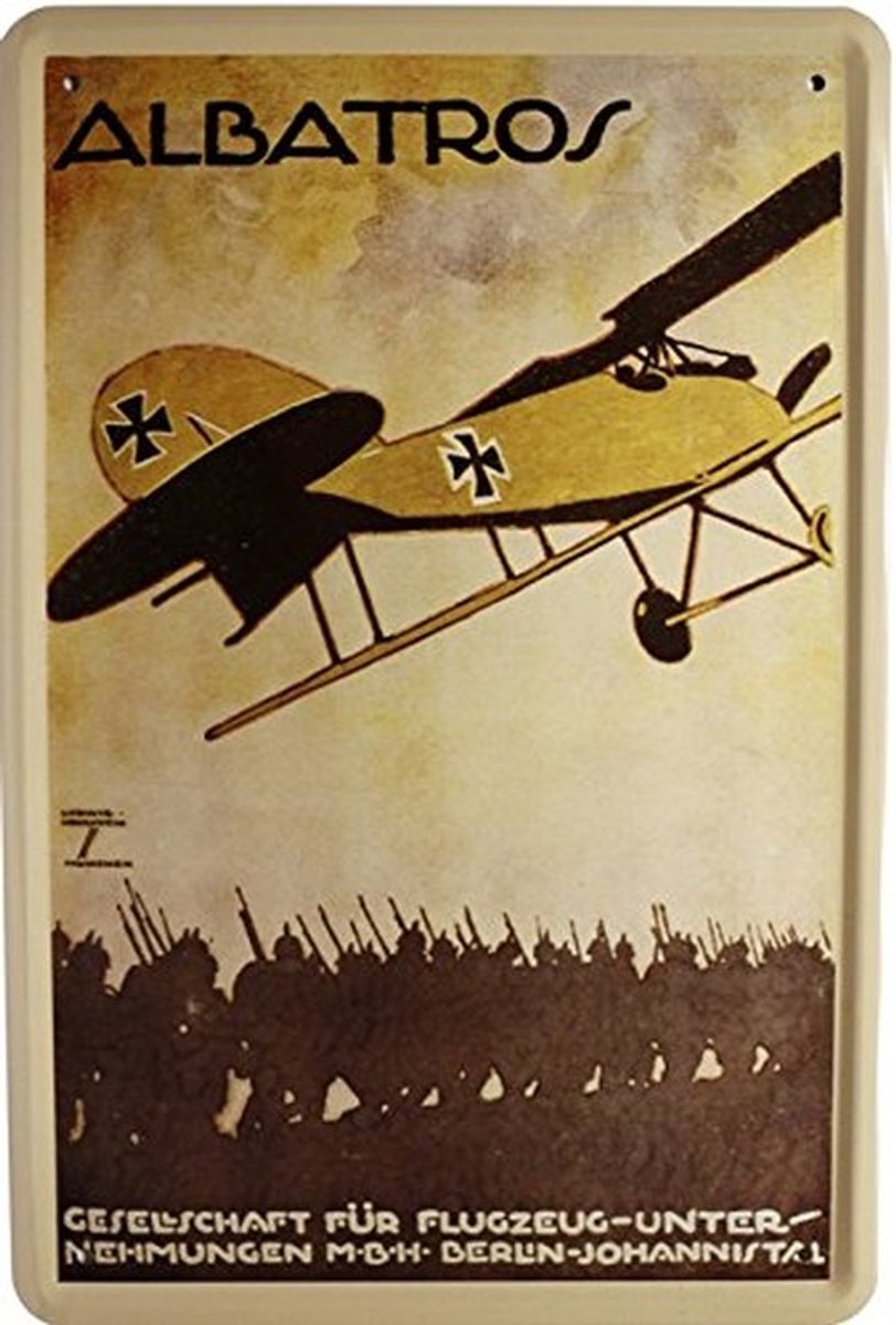 Elzusha - Retro Metaalbord Albatros Duits 20 x 30 cm