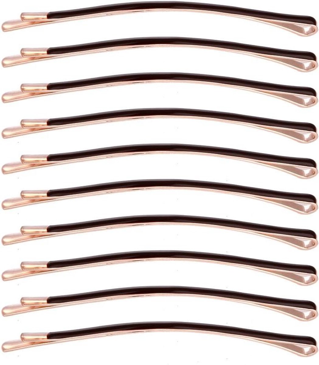 Haarspeldjes Set - Bobby Pins - Haar Styling - Gebogen Platte Vorm - 10 Stuks - Bruin