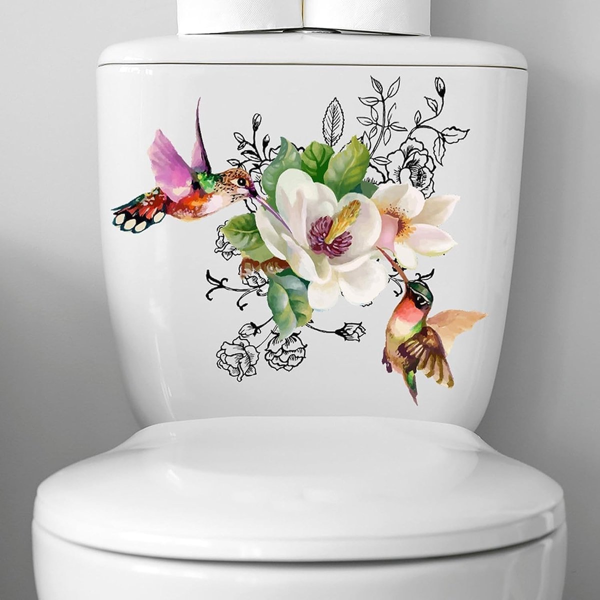 Elzusha - Toiletzitting Sticker met Bloemenpatroon voor Badkamer Decoratie