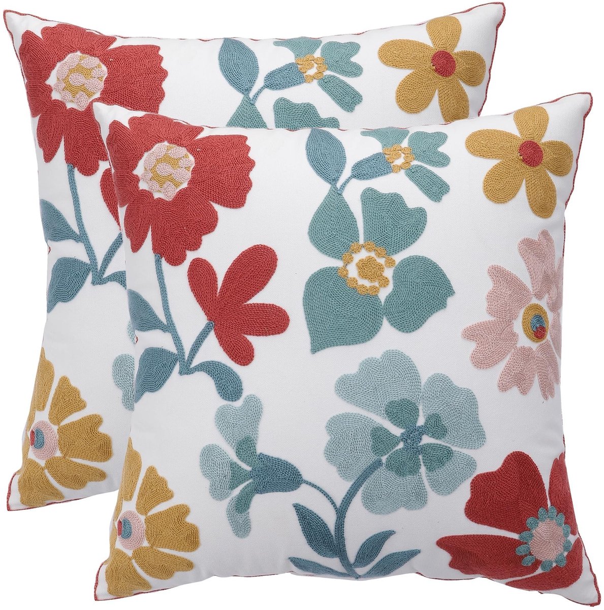 Elzusha - Set van 2 Bloemige Kussenslopen 45 x 45 cm voor Sofa en Slaapkamer