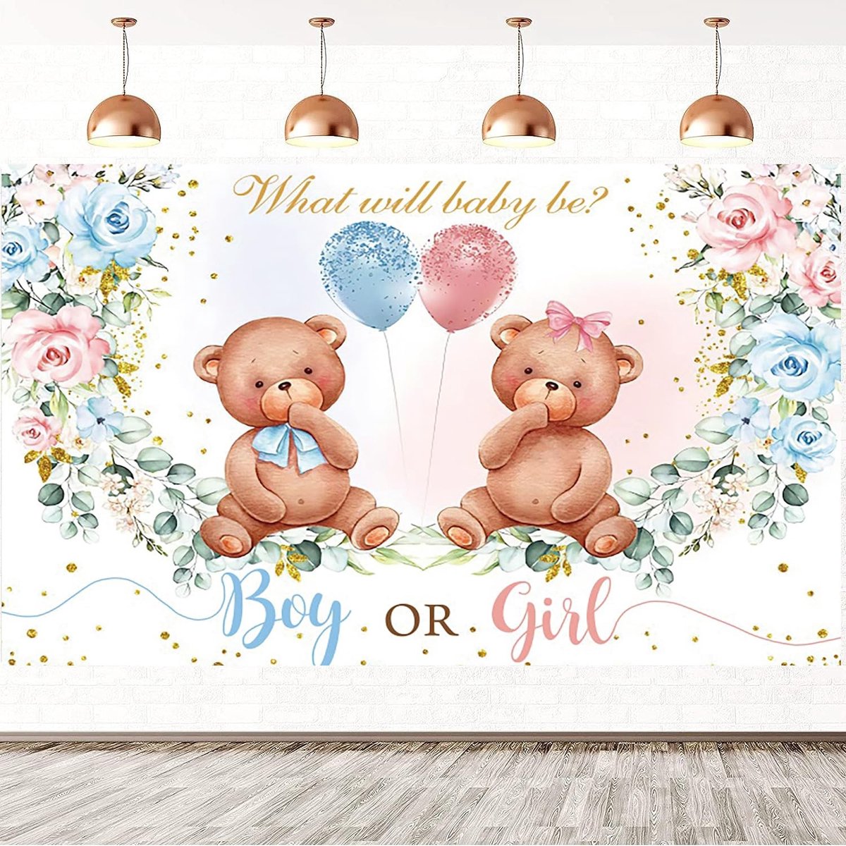 Elzusha - 8x6FT Gender Reveal Achtergrond met Bloemen