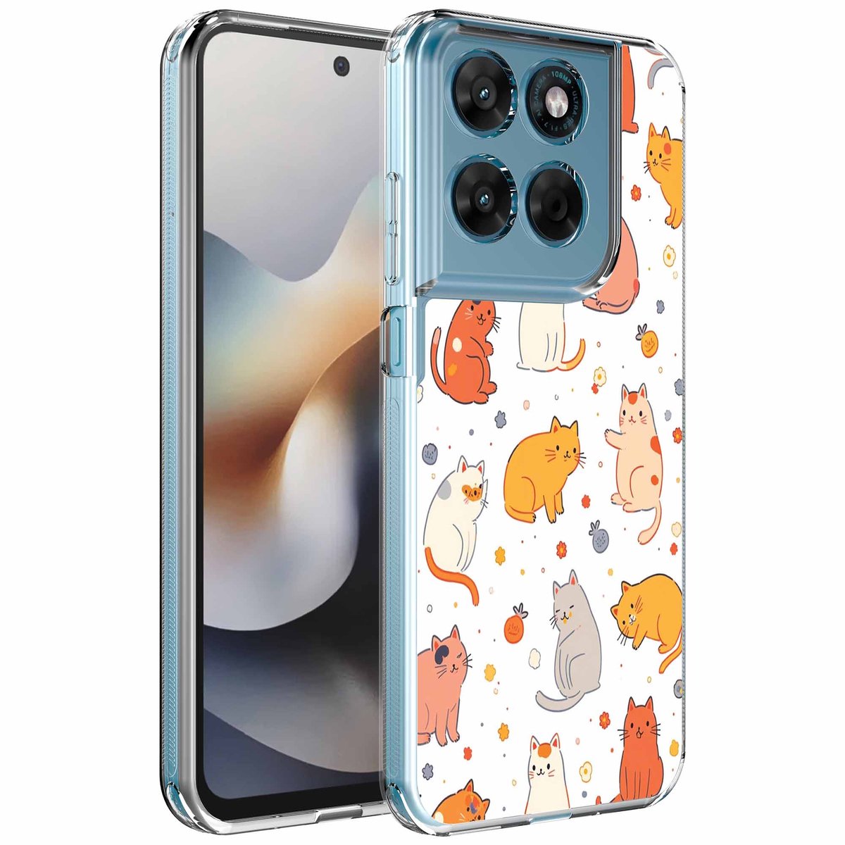 Smartphonica Geschikt voor Motorola Moto G56 Telefoonhoesje met Poezen opdruk opdruk - Draadloos op te laden - Shockproof Siliconen TPU Strong Case - Sterk Schokbestendig Telefoonhoesje geschikt voor Motorola Moto G56