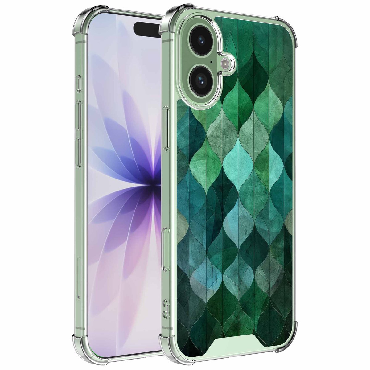 Smartphonica Geschikt voor iPhone 17 Telefoonhoesje met Groene Bladeren opdruk - Draadloos op te laden - Shockproof Siliconen TPU Strong Case - Sterk Schokbestendig Telefoonhoesje geschikt voor iPhone 17