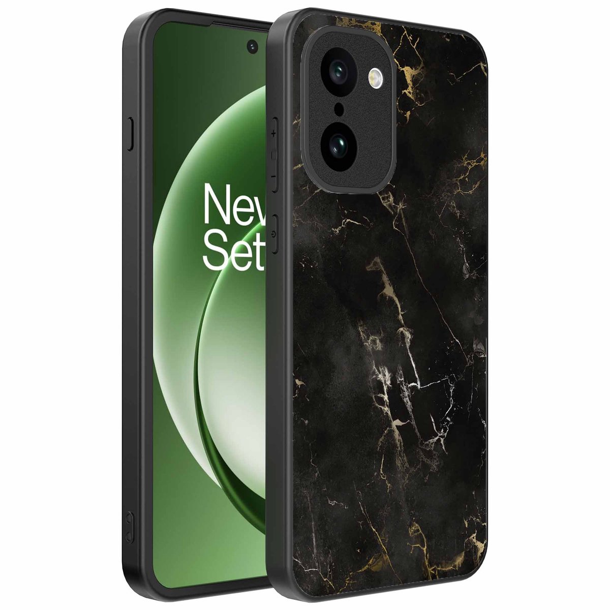 Geschikt voor OnePlus 15R Telefoonhoesje met marmer opdruk - TPU backcover case black marble design - Zwart - Smartphonica geschikt voor OnePlus 15R
