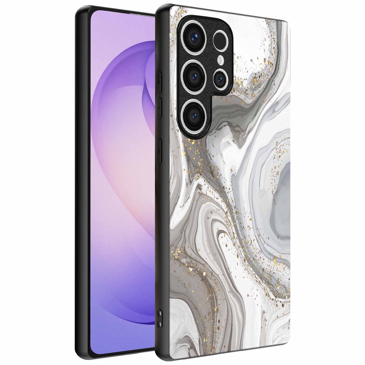 Geschikt voor Samsung Galaxy S26 Ultra Telefoonhoesje met marmer opdruk - TPU backcover case marble design - Zilver - Smartphonica geschikt voor Samsung Galaxy S26 Ultra