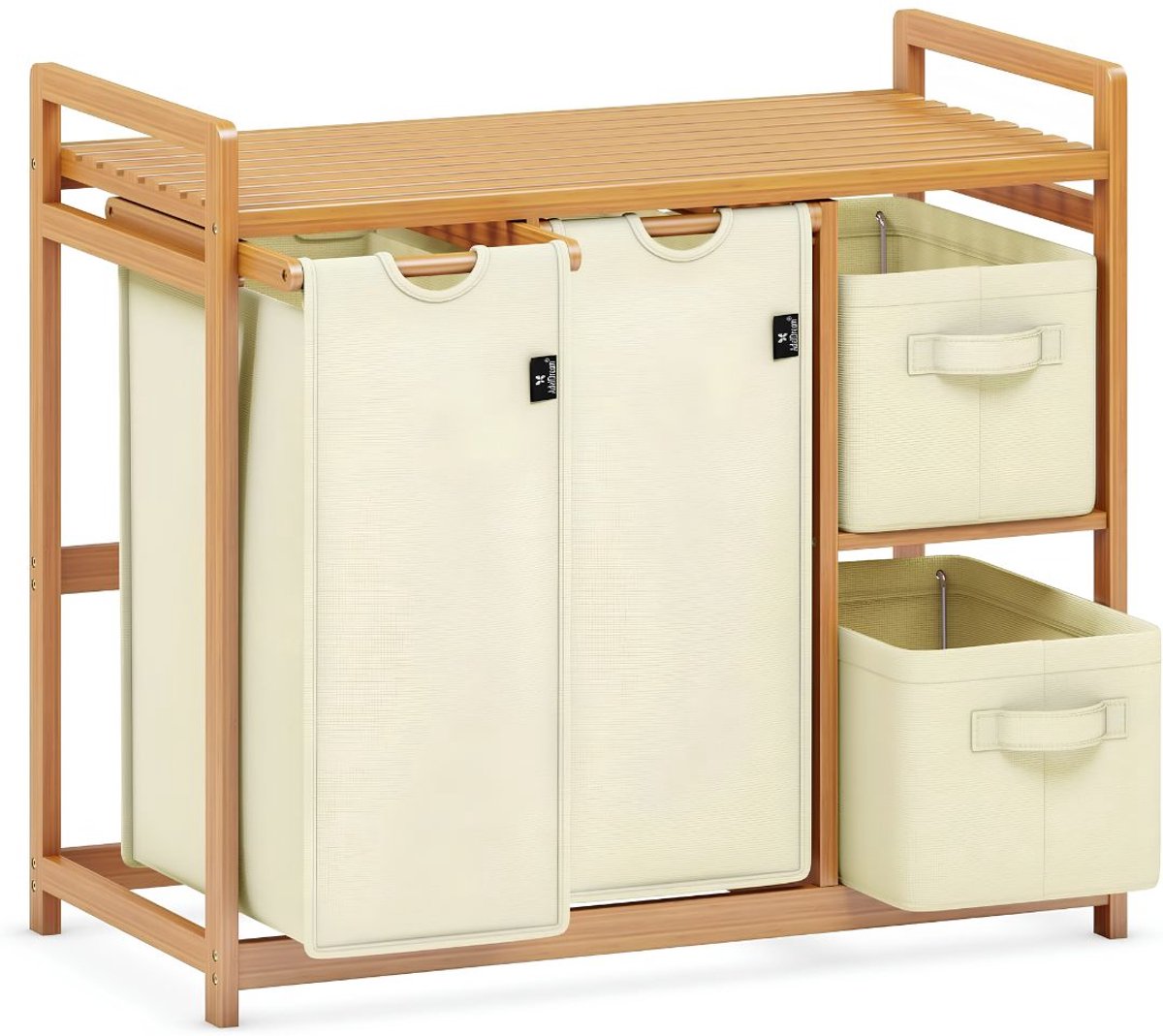 TYR® Wasmand - 140L - Wasmand 4 Vakken - Wasmanden - Beige - 78cm x 42cm x 77cm