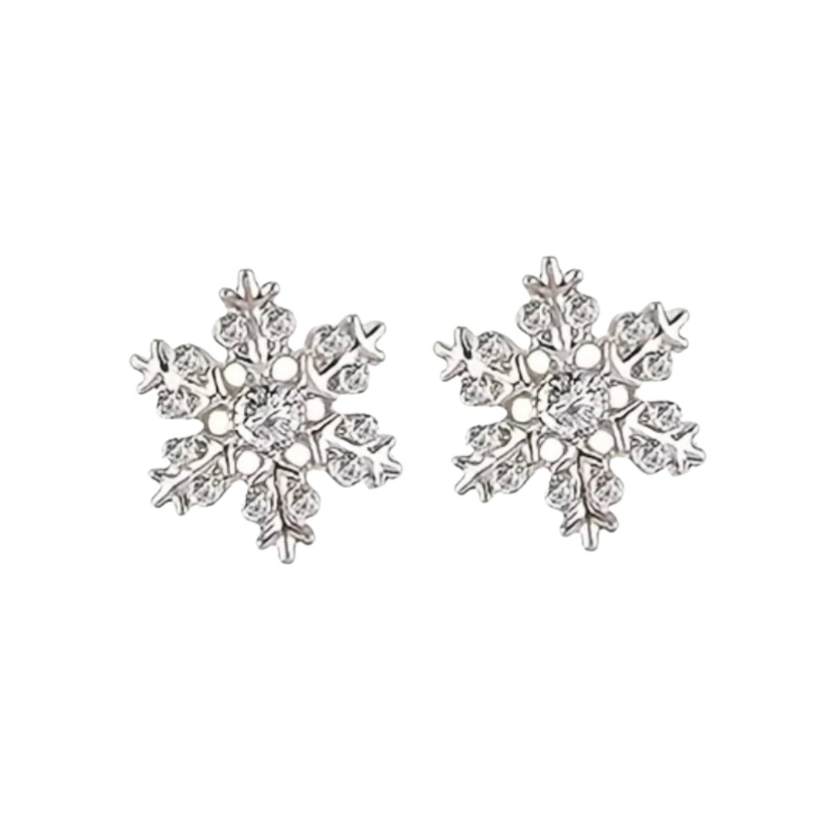 Magneetoorbellen -zilverkleur- Sneeuwster- strass kerst- 10 mm- geen gaatje- Charme Bijoux