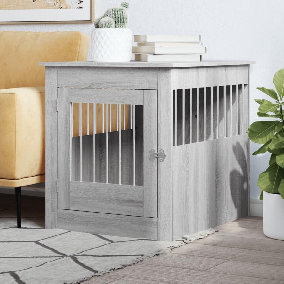 Hondenkooi - Hondenmand bench - Veilige rustplek - Stabiele constructie - 80 x 71 cm - Sonoma grijs
