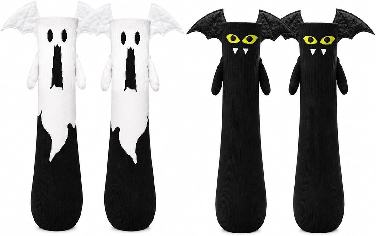 Halloween Magnetische Sokken Set van 2 Paar, Ideaal voor Feestjes en Grappige Kostuums