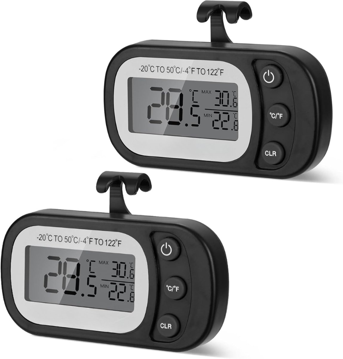 DYVNS® Koelkast Thermometer - Digitale Keukenthermometer - Hygrometer - Accuraat - 2 Stuks
