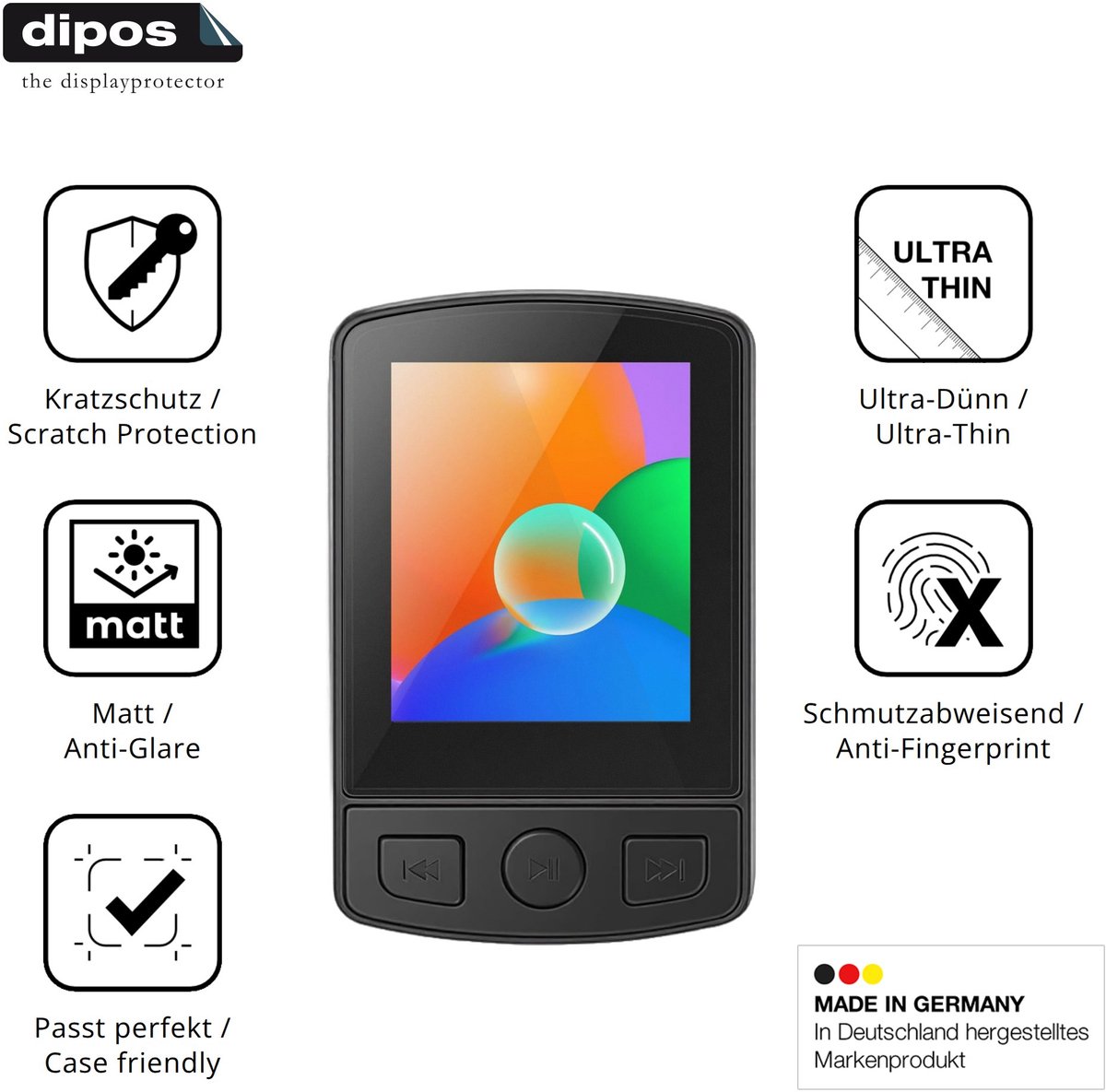 dipos – 4x Matte Beschermfolie geschikt voor Aroeally MP3-07 | Krasbestendige & antireflecterende Screenprotector Ultra-Thin