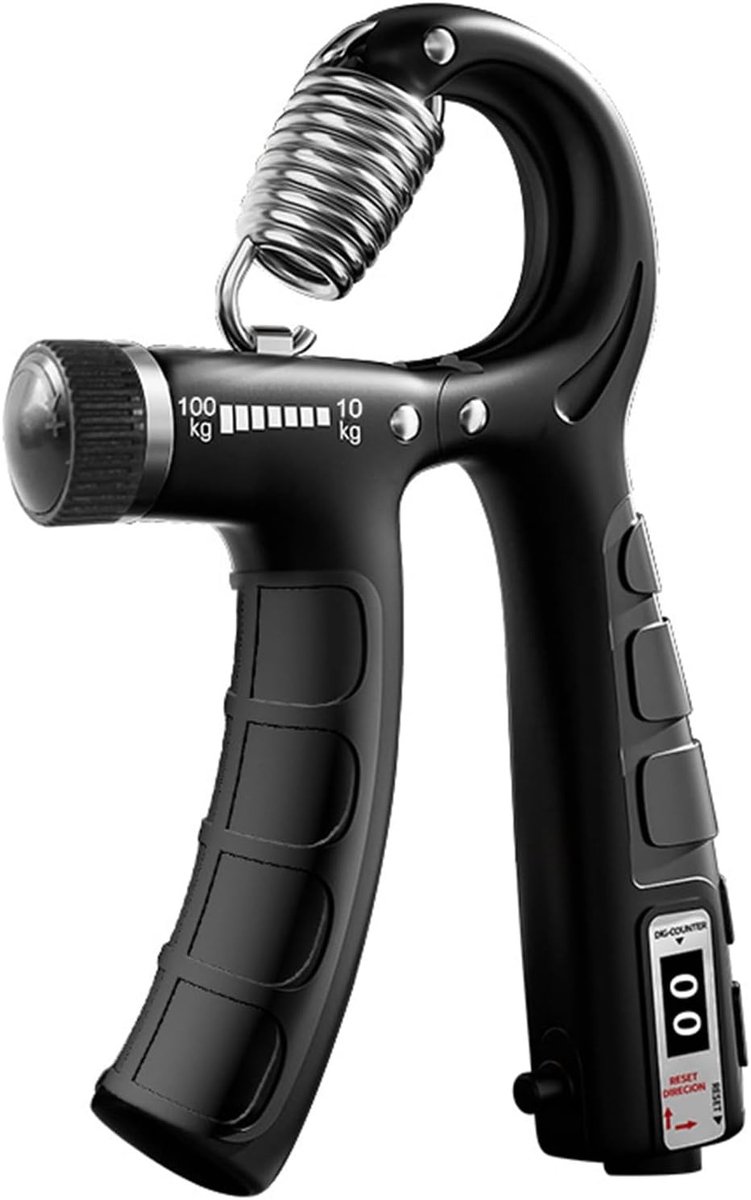 Verstelbare Hand- en Voorarm Trainer Set voor Krachttraining, 22-100 kg, Hand Grip met Automatische Teller voor Pols, Vingers en Handsterkte, Zwart