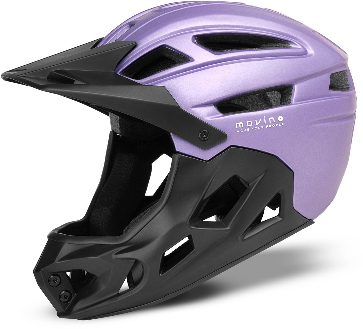 Movino Edge lavendel Full Face Fietshelm – In-Mold & ABS Kinbeschermer – 360° Bescherming – 24 Ventilatiegaten Blauw