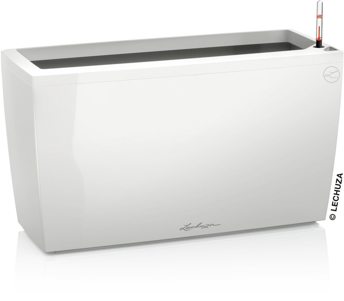LECHUZA CARARO PREMIUM - Plantenbak - met bewateringssysteem - ALL-IN-ONE set met LECHUZA-PON - wit hoogglans