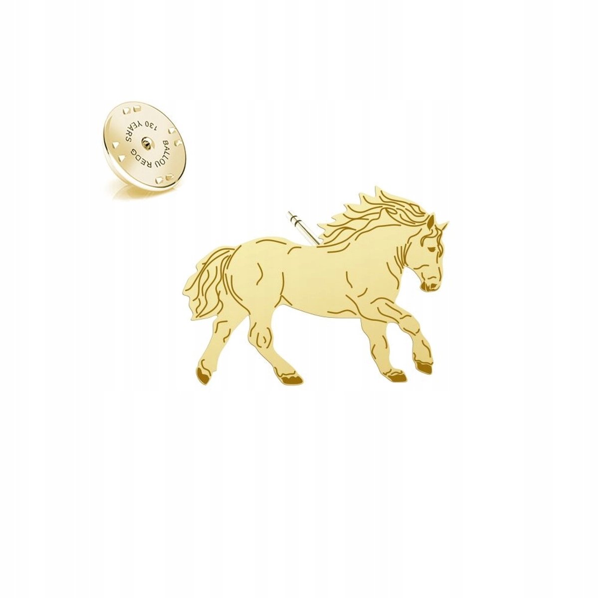 Gouden 925 Zilveren Broche Paard Percheron - Cadeau met Gravure