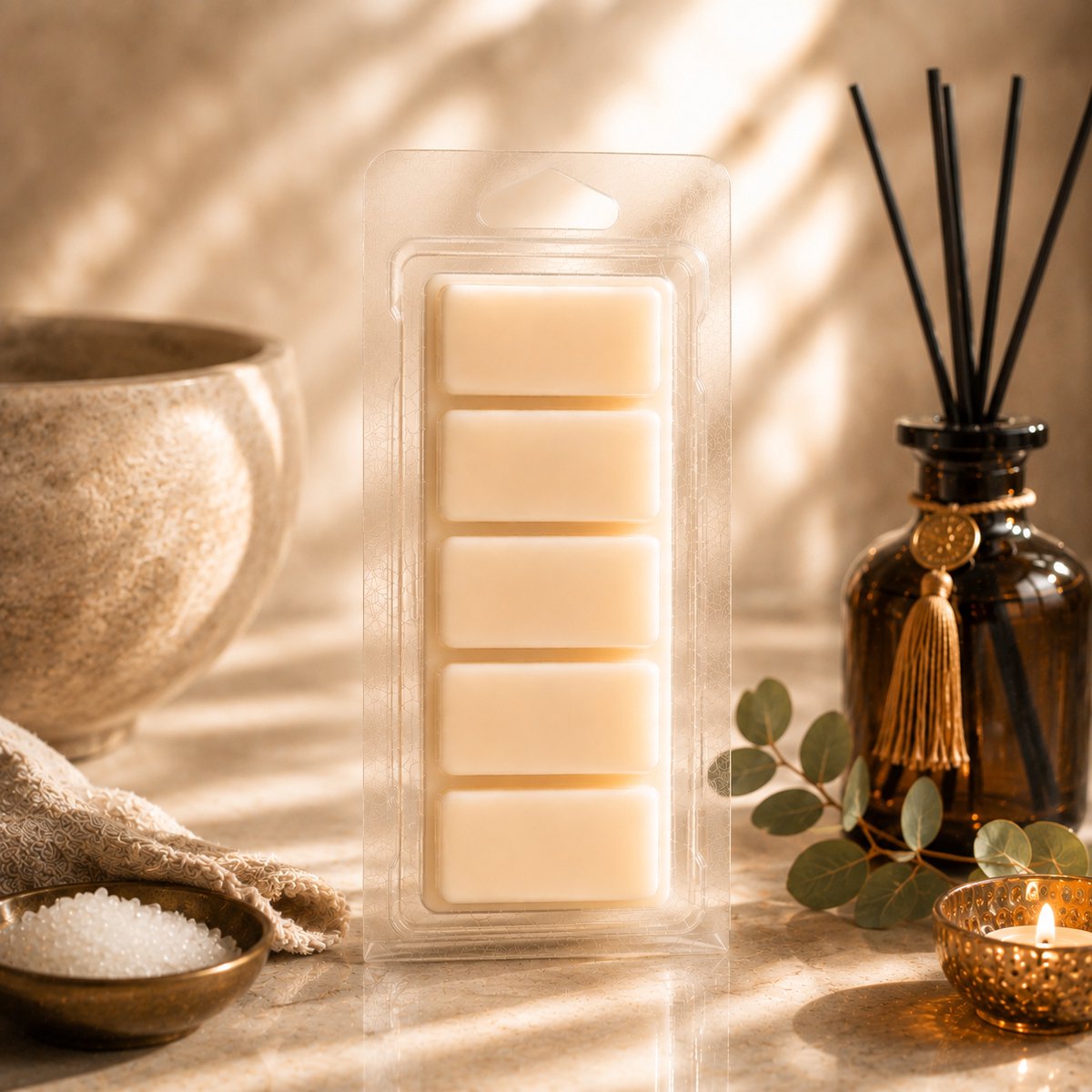 Anna's Geurenhuisje Waxmelts Hammam - Good Habits - Snapbar - Wellnessgeur - Spa geur - 55 gram - 100 % Sojawas - Handmade - Dierproefvrij - Vegan - Huisparfum - Wax melt - Voor in geurbrander - Voor in waxbrander - Geur in huis - Geurkaars Creme
