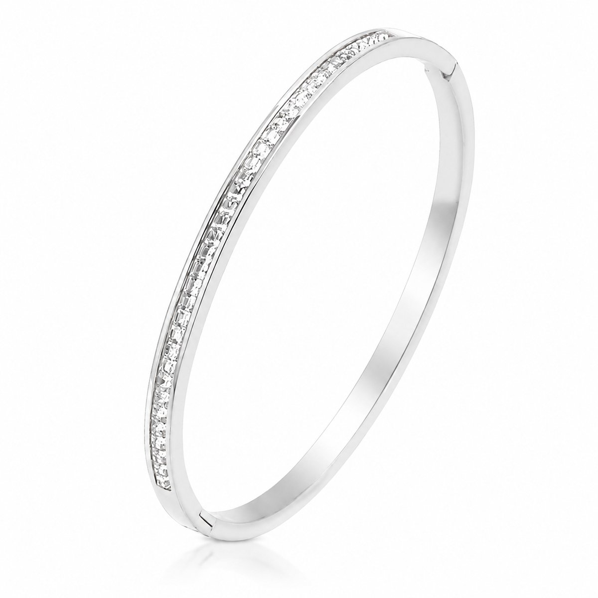 Cristaé Kristallen Armband – Roestvrij Staal – Elegante Strass Bangle – Trendy Unisex Sieraad – Luxe Cadeau
