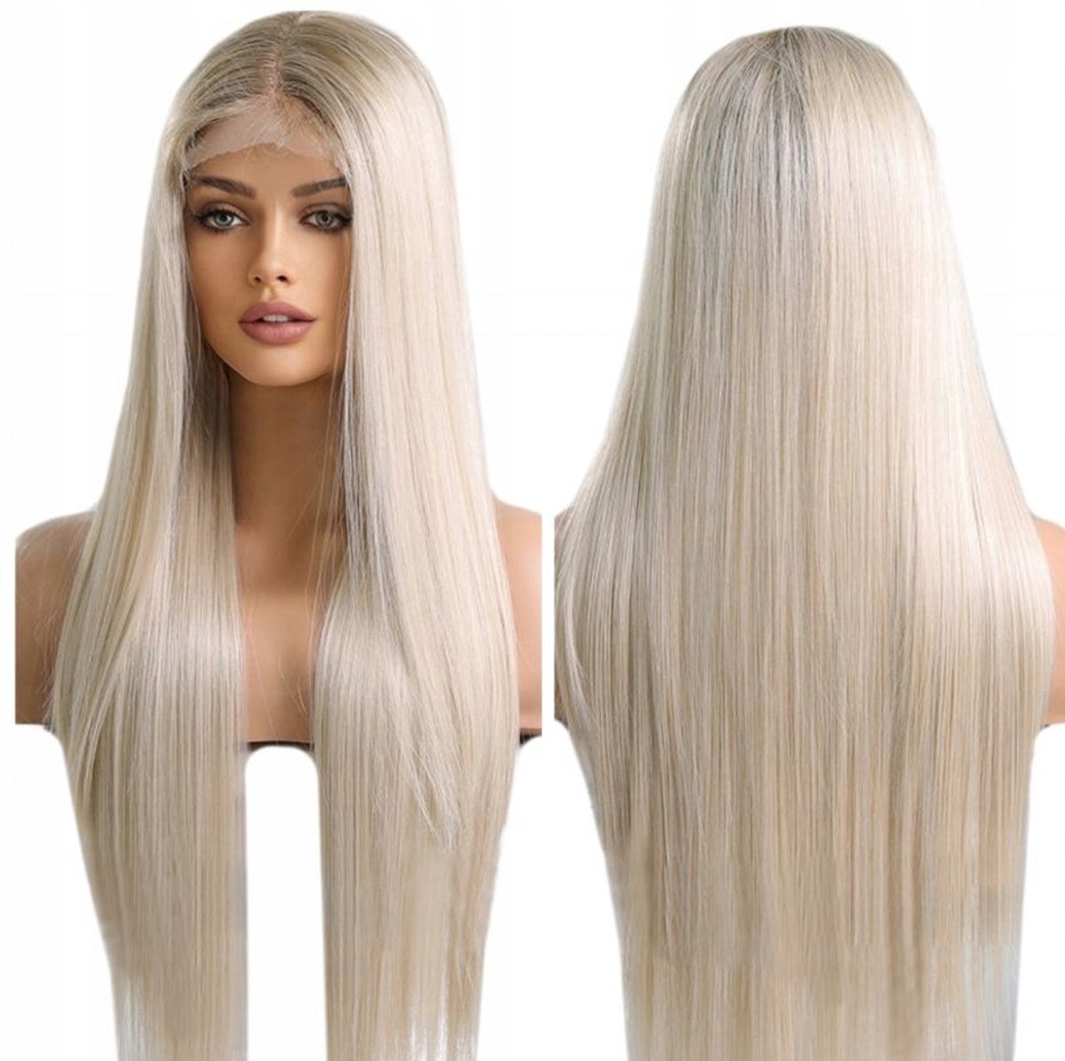 Lange Kanten Pruik - Lichtblond - 40/55/80cm - Gratis Kapje