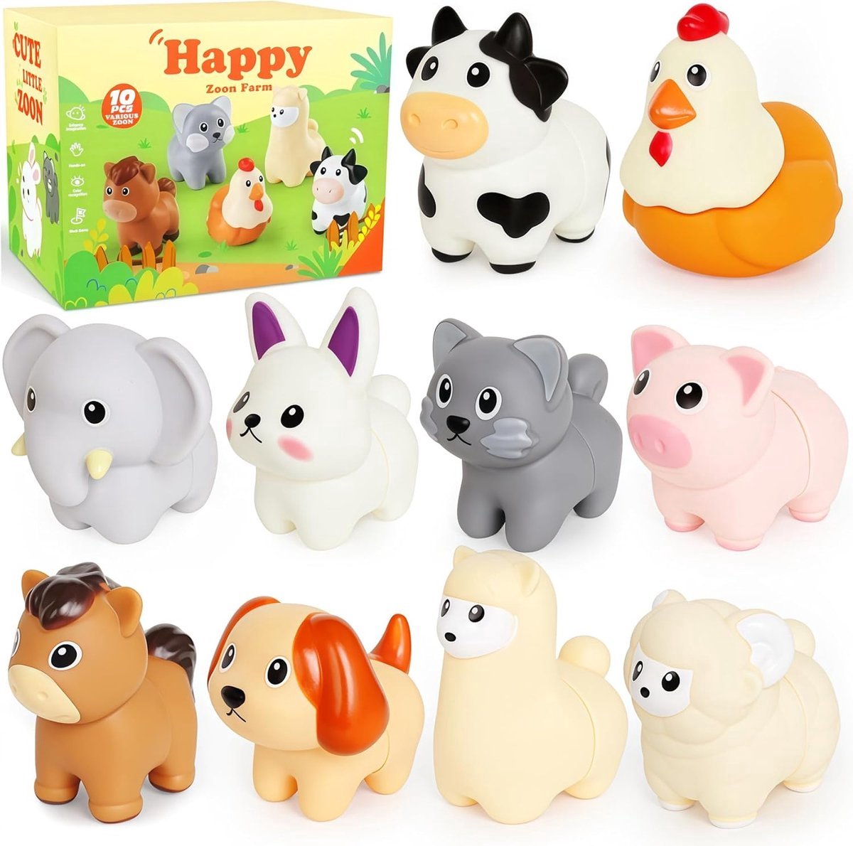 casalora - Dieren Stapel Speelgoed - Educatief speelgoed peuter - Montessori speelgoed - Leerzaam speelgoed voor jongens en meisjes - 10 stuks Little People Dieren Matchspellen - 1 jaar - 2 jaar - 3 jaar - 4 jaar - Cadeau voor kinderen