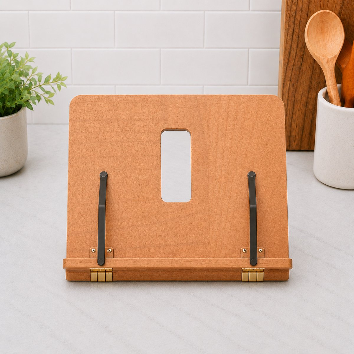 MasonPro Verstelbare Boekenstandaard Hout - Kookboek Standaard - Kookboekhouder - Tablet Standaard - Boeken Houder - Boekhouder - Boekensteun - Leesstandaard - Antislip - 22x29CM — cadeau in Kookcadeaus - foto 5