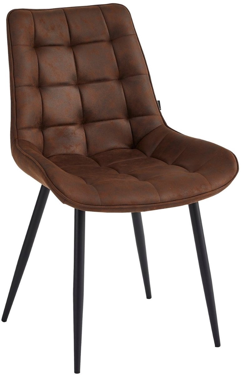 Colenis - Quadra Eetkamerstoel - Set Van 6 - Bruin - Microfiber Stof - Industrieel