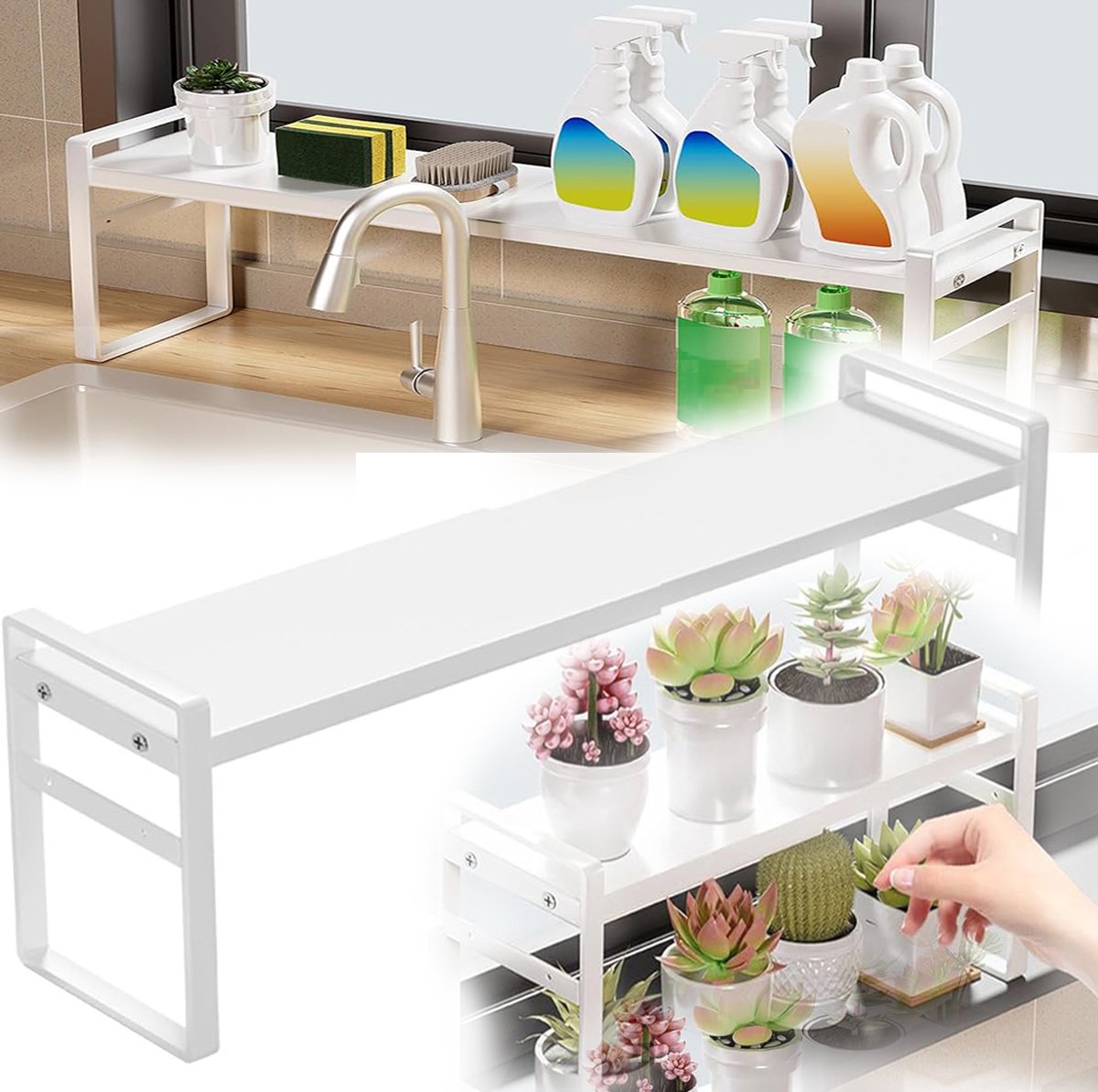 Keukenplank, Uitbreidbare Organizers, Kruidenrek, Kastorganizers Voor Het Opbergen Van Spullen In Huis en Keuken.