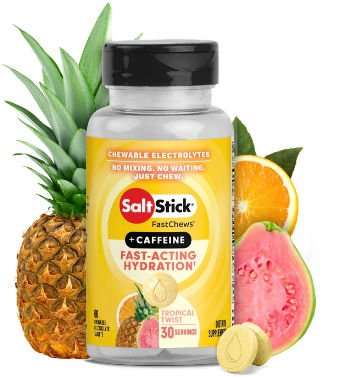 Saltstick Fastchews - Electrolyte - Tropical Twist & Caffeine - 60 stuks