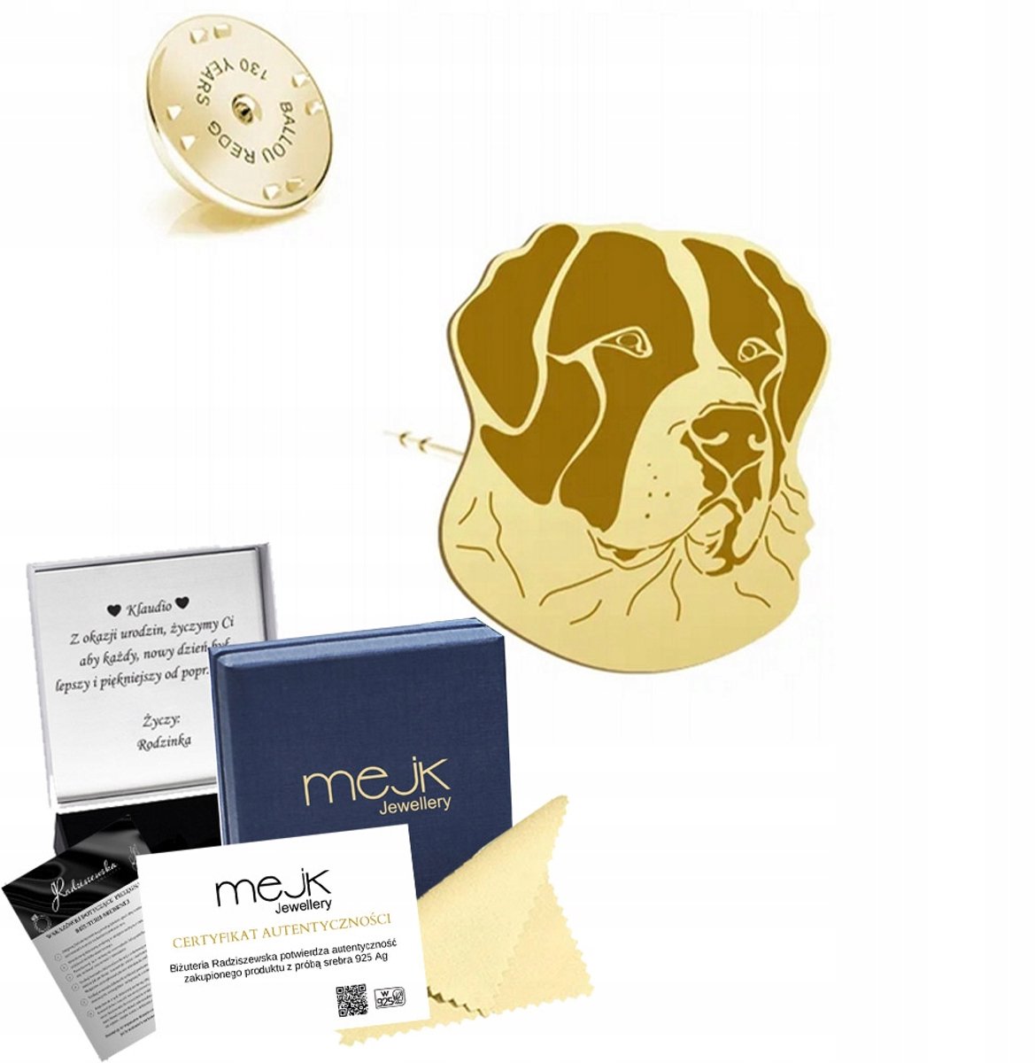 Gouden Broche Centraal-Aziatische Herder 925 Zilver Verguld