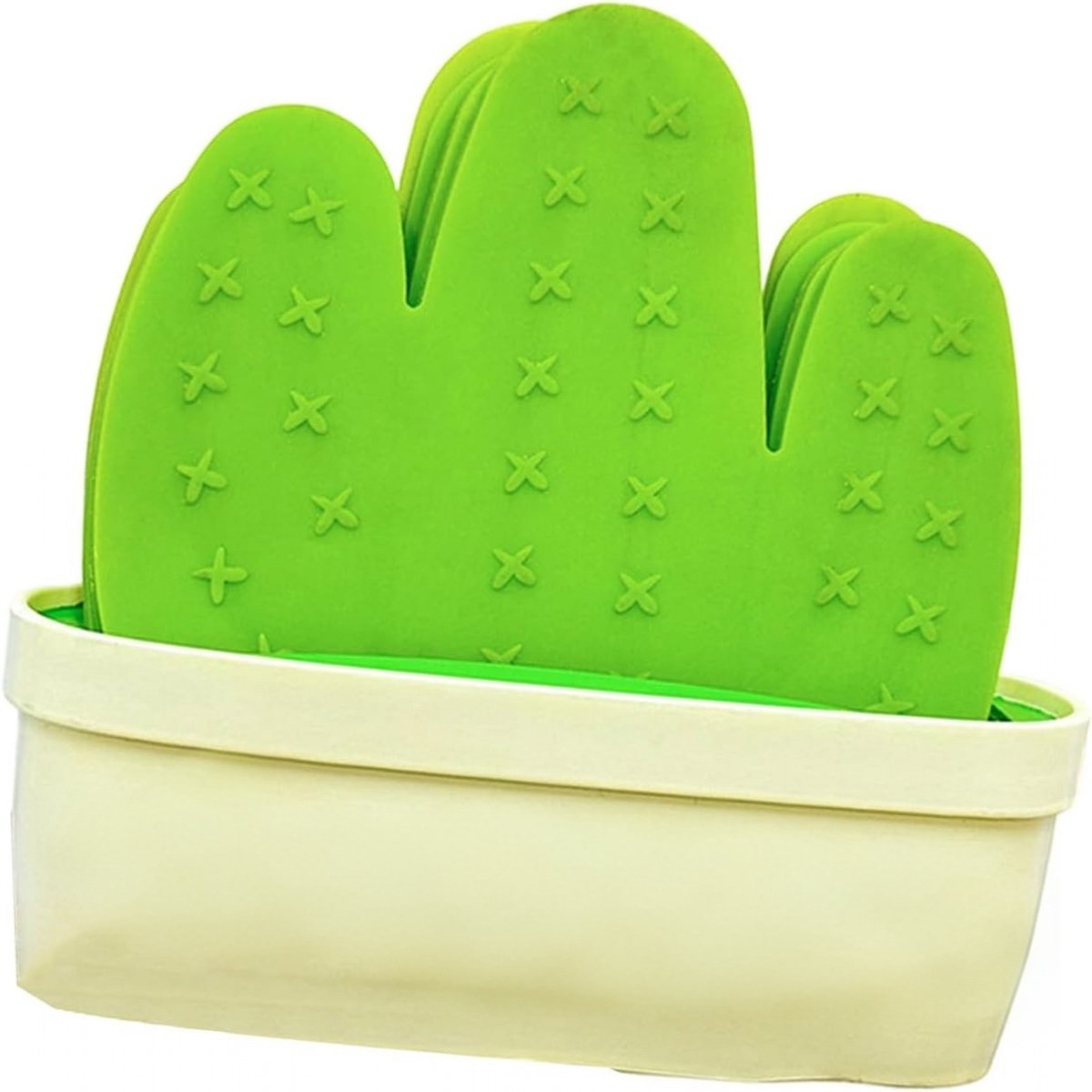 Namajunas - Design Onderzetters met Houder - Set van 6 - Cactus Onderzetters - Waterdichte en hittebestendige onderzetters - Antislip - Groen - Housewarming - Onderzettersset - Onderzetters voor glazen