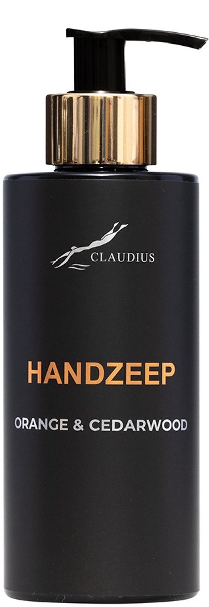 Handzeep Sweet Orange & Cedarwood 300 ml - met gouden pomp - zwarte fles