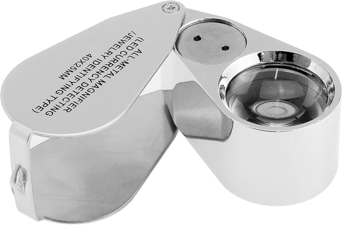 Vergrootglas kind - Zilver - 40 x 25 mm - Verlicht met UV-licht - Voor hobbyisten