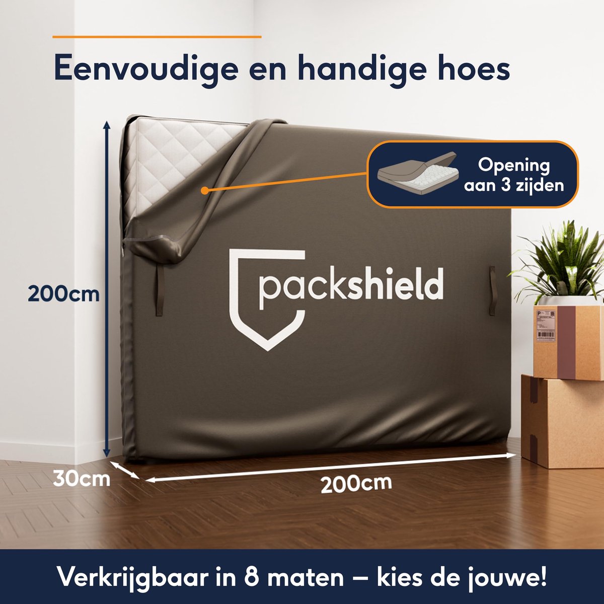 Matrasbeschermhoes voor Verhuizen en Opslag – Matrashoes 200×200 cm – Waterdichte Oxford-Hoes 100% Polyester met 4 - ShopVlot