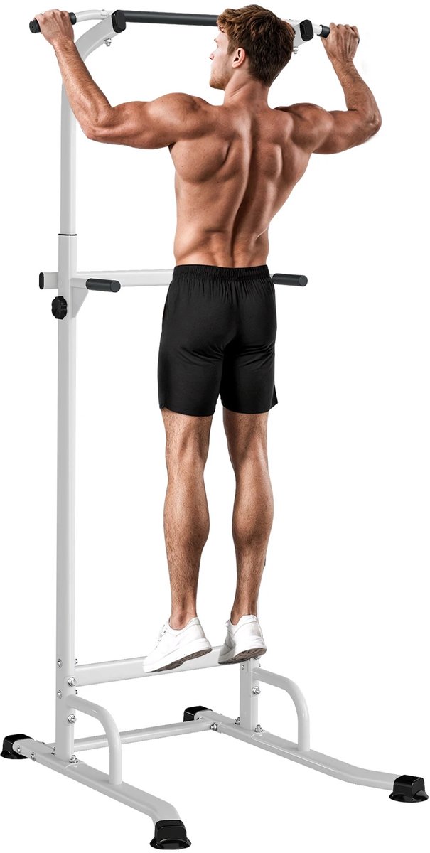 Brandistry - Pull Up Bar - Multifunctioneel Trainingsrek - Power Tower - Fitness Apparaat Voor Thuis - Sport Appratuur - Wit