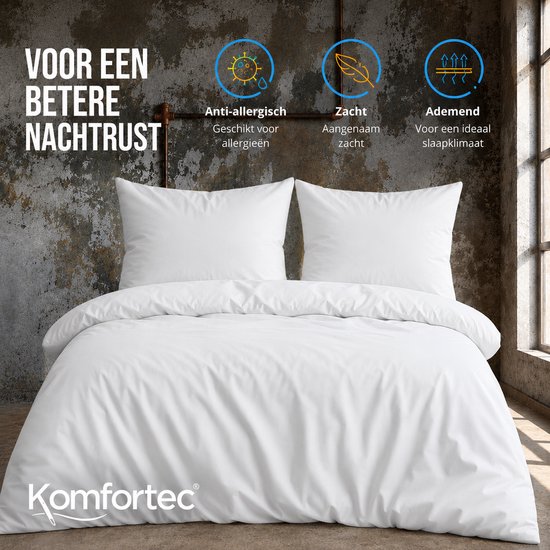 Komfortec Premium Dekbedovertrek 240x220 cm + 2x Kussensloop 60x70 cm - 100% Microvezel - 90 g/m² - 2-Delige Superzachte Beddengoedset - met Rits - Wit — afbeelding 5
