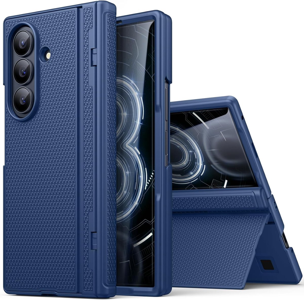 Zandarix Hoesje Geschikt voor Samsung Galaxy Z Fold 8 Ultra - Ingebouwde Screenprotector - Scharnierbescherming - Robuuste volledige cover - Back Cover Hoesje - Blauw