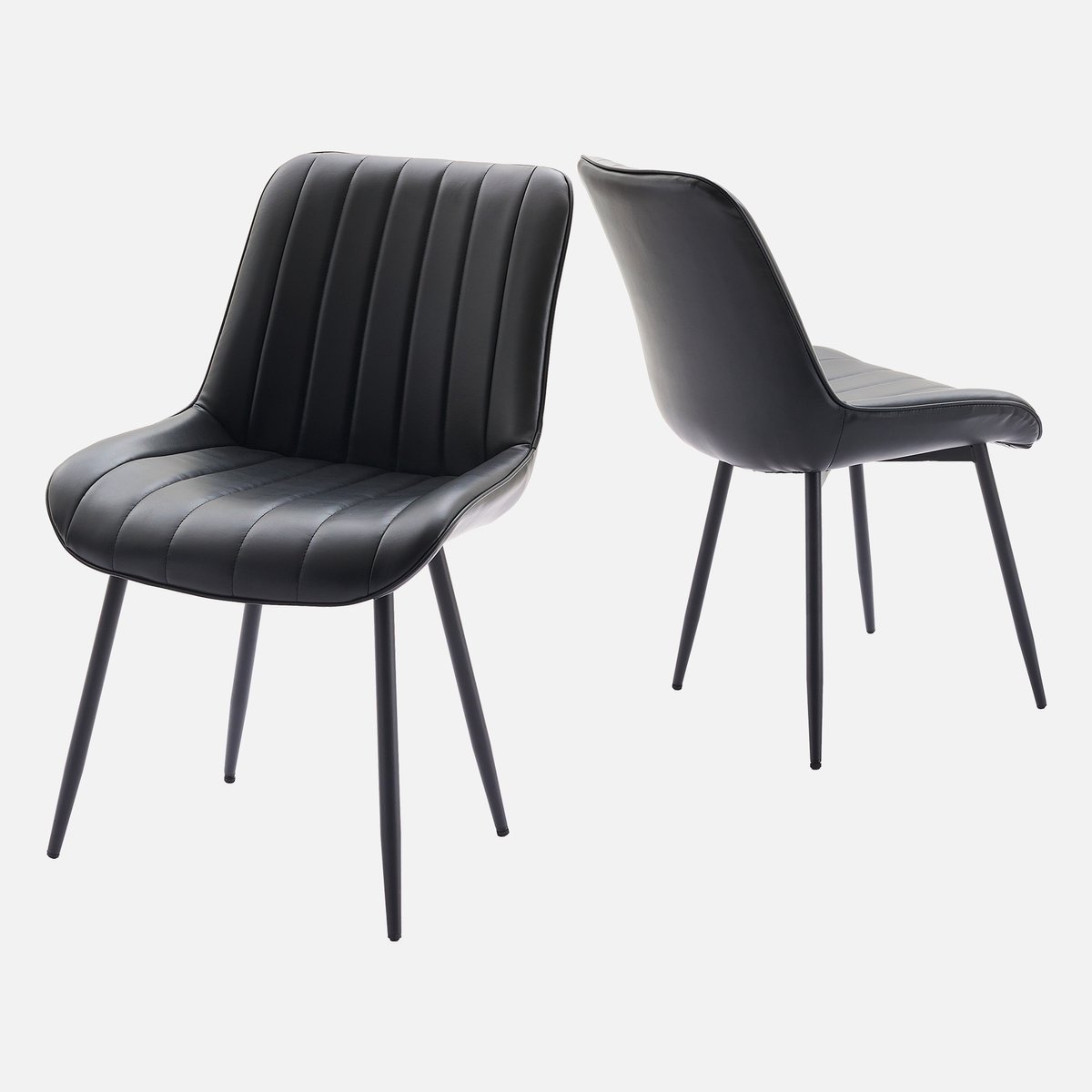 Triumpunpre - Set van 2 Eetkamerstoelen - Kunstleer Gestoffeerde Stoelen met Metalen Poten - Ergonomische Stoelen voor Eetkamer - Keuken en Kantoor - Zwart