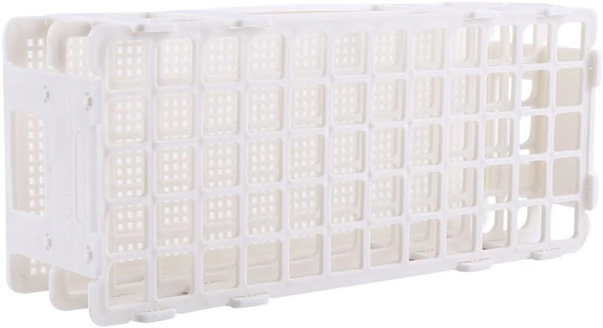 Testbuisrek voor 60 buizen - Houder voor 16mm testbuizen van wit plastic - Laboratoriumaccessoire