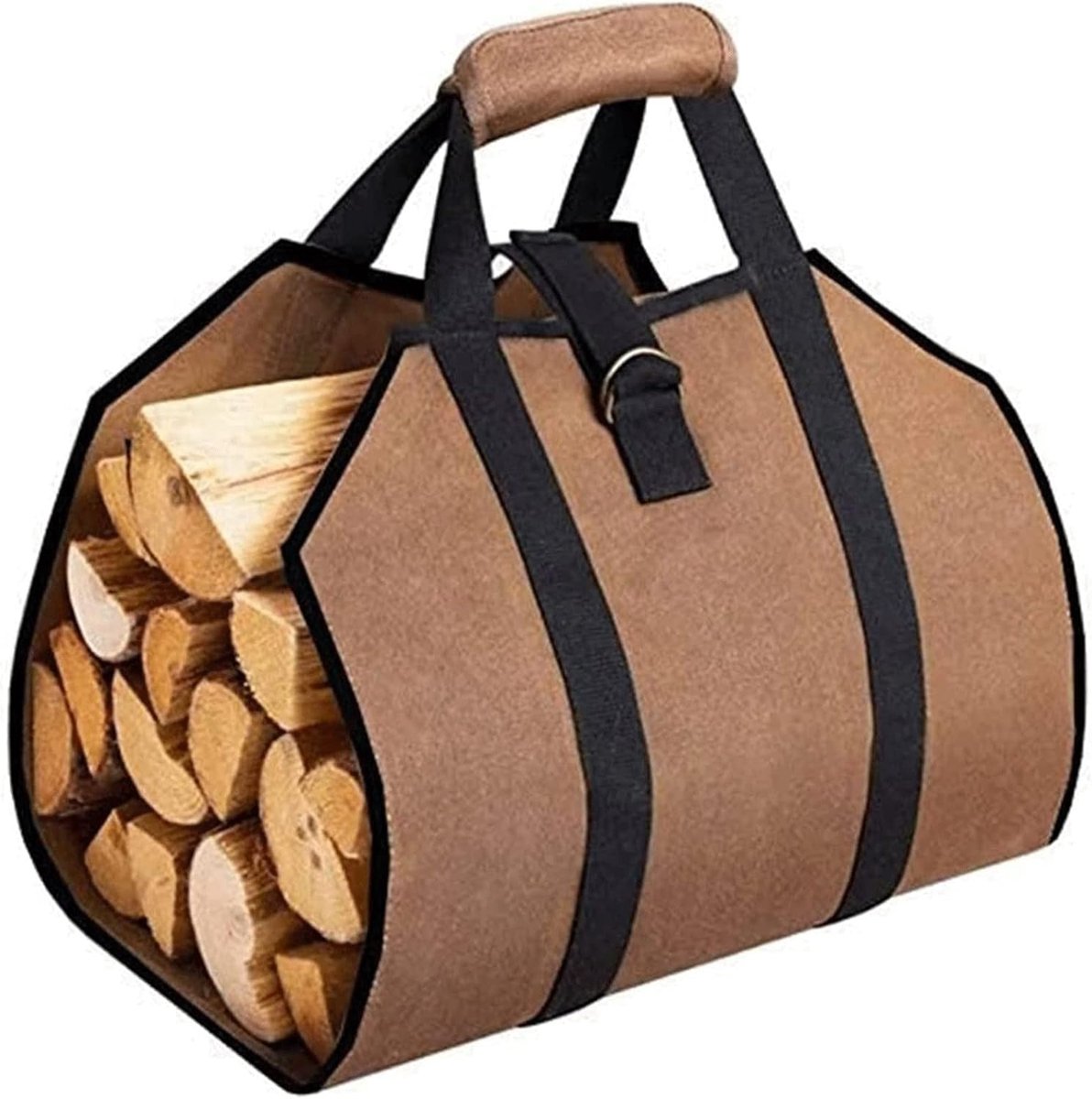 Canvas Houtdrager Met Versterkte Handvatten - Brandhout Tas Voor Open Haard En Barbecue - Stevige Houtentas Voor Binnen En Buiten