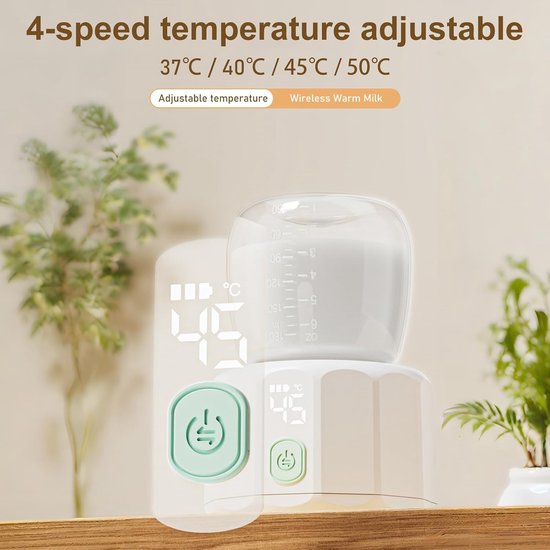Draagbare Flessenwarmer - Digitale Melkwarmer - Babyvoeding Opwarmen - Snel en Draadloos - 4 Temperatuurstanden - Wit — afbeelding 4