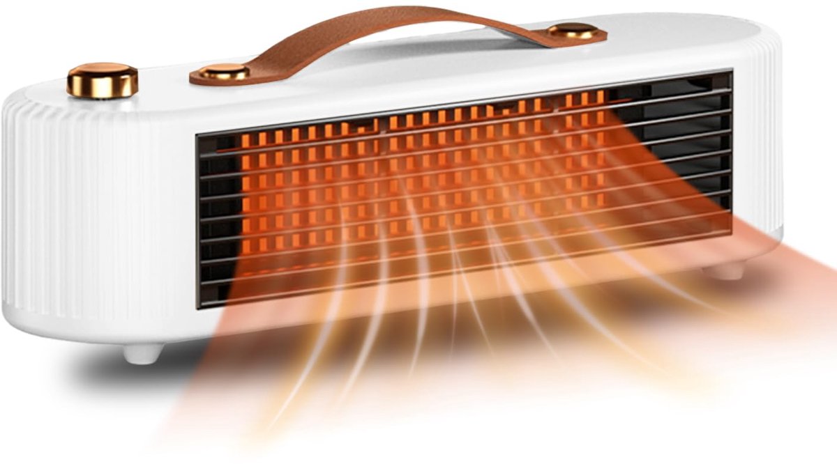 Elektrische Kachel 800W – Mini Keramische Kachel met PTC Verwarming – Ventilatorkachel – Snelle & Stille Verwarming – Energiezuinig – Omval- en Oververhittingsbeveiliging – Voor Slaapkamer, Kantoor en Bureau – Wit